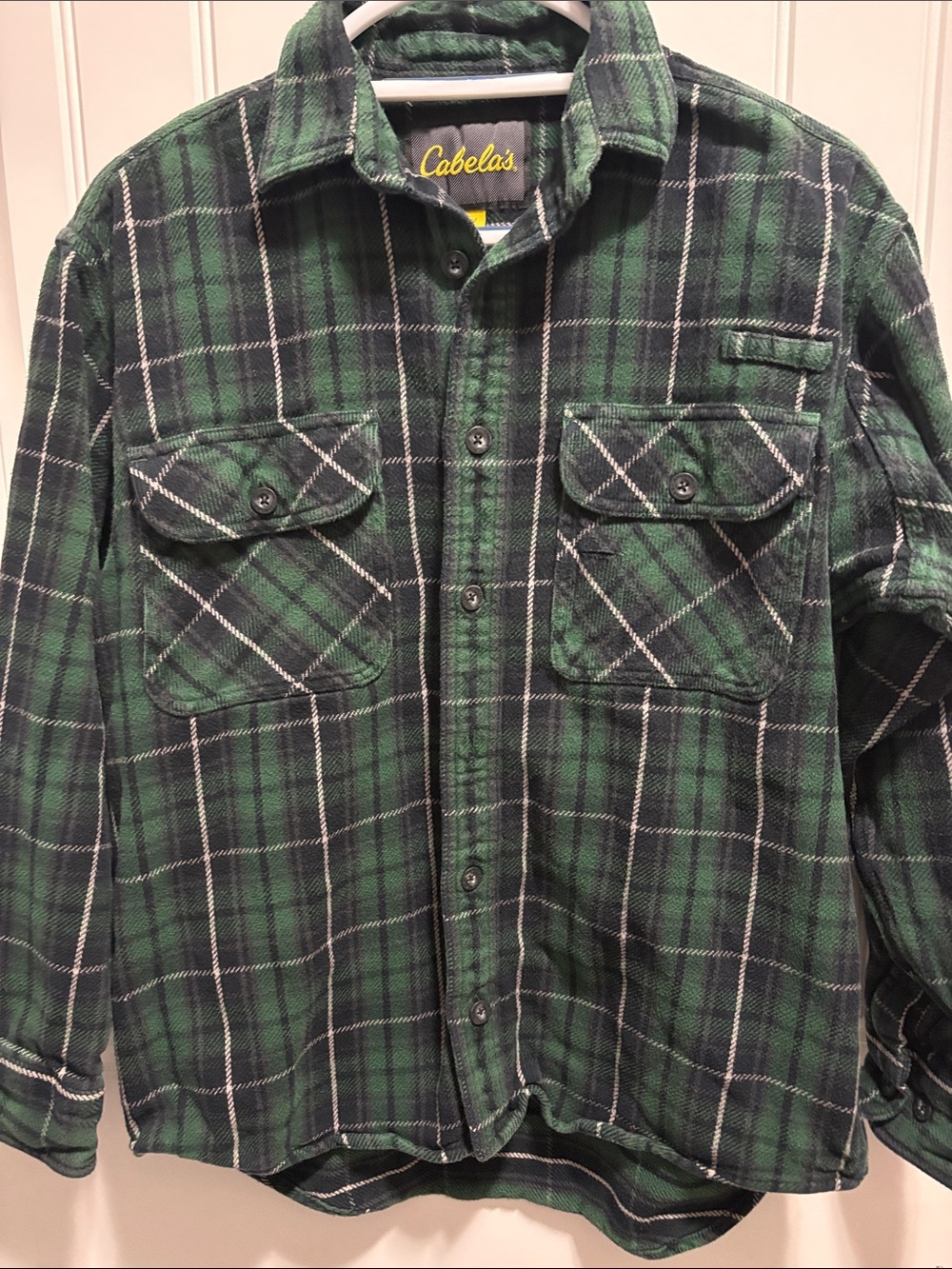 Cabela’s Men’s M Green Plaid Heavyweight Flannel Shirt Jacket